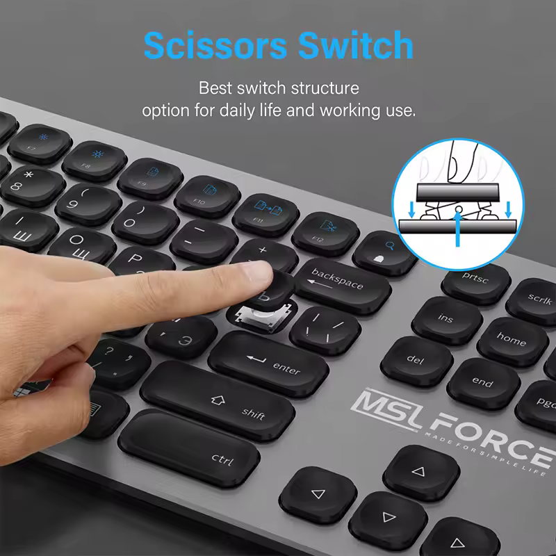 Russian Bluetooth Wireless Keyboard with type c hub 108 key usb keyboard Aluminium Alloy for Windows iOS Android Computer Deskto - Image 4