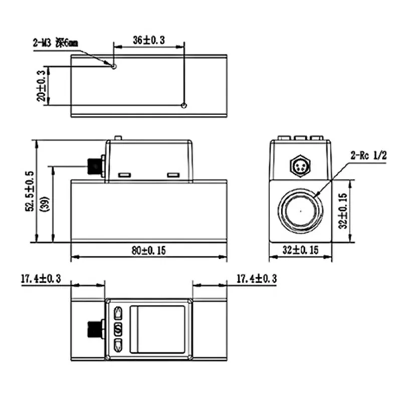 1PCS AMS2000 Intelligent Digital Thermal Gas Mass Flow Meter Oxygen Air Nitrogen RS485 Communication