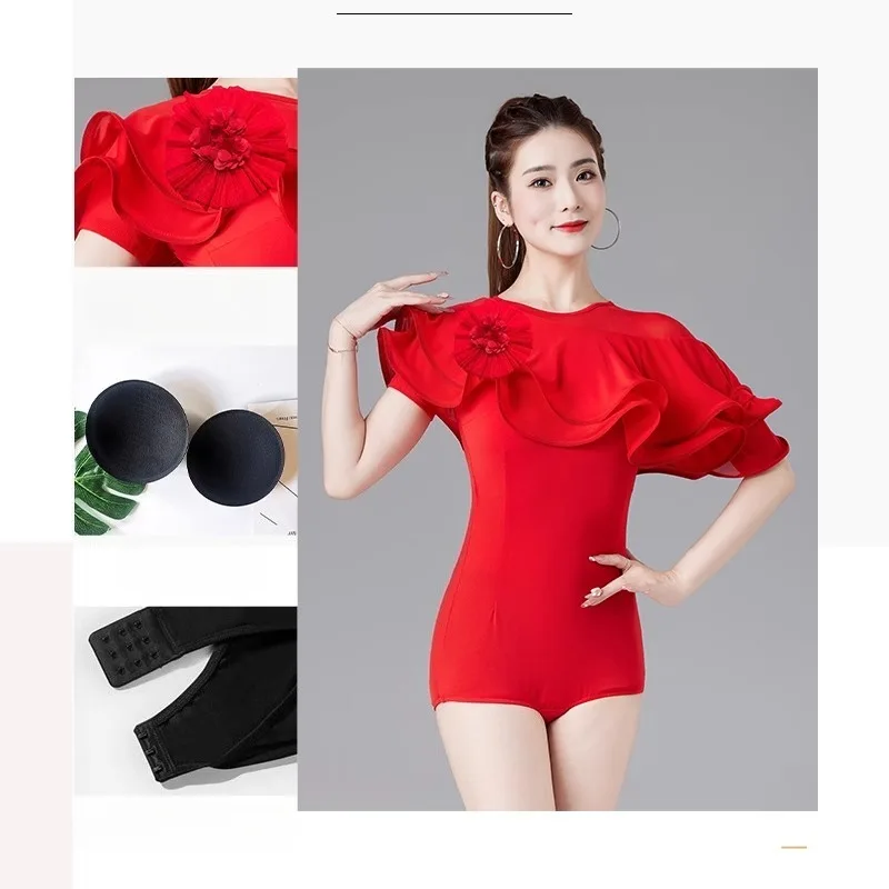 

Топ для современных танцев по индивидуальному заказу, женские новые костюмы для латинских танцев, комбинезон для бальных танцев, вальса, тренировочный наряд