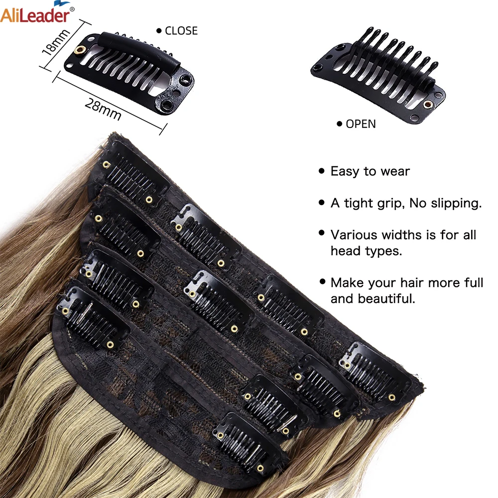 4pcs Thick Full Synthetic Hair Extension Gorgeous 11 Clip In Hair Extensions Blonde Hair 20\'\' Natural Body Wavy Hairpiece 200G