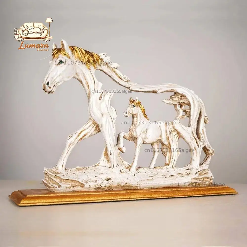 European-style horse resin ornament Feng Shui galloping horse statue resin handicrafts study ornament hollow