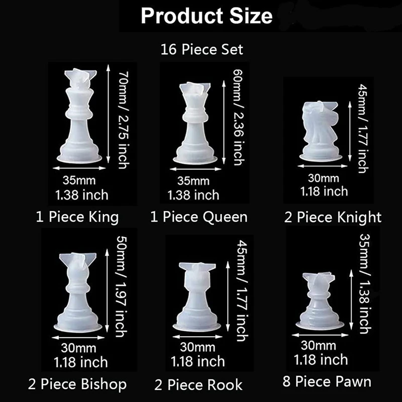 Chess Mold For Resin Silicone Chess Resin Mold Chess Crystal Epoxy Casting Molds For DIY Crafts Making Birthday Gift