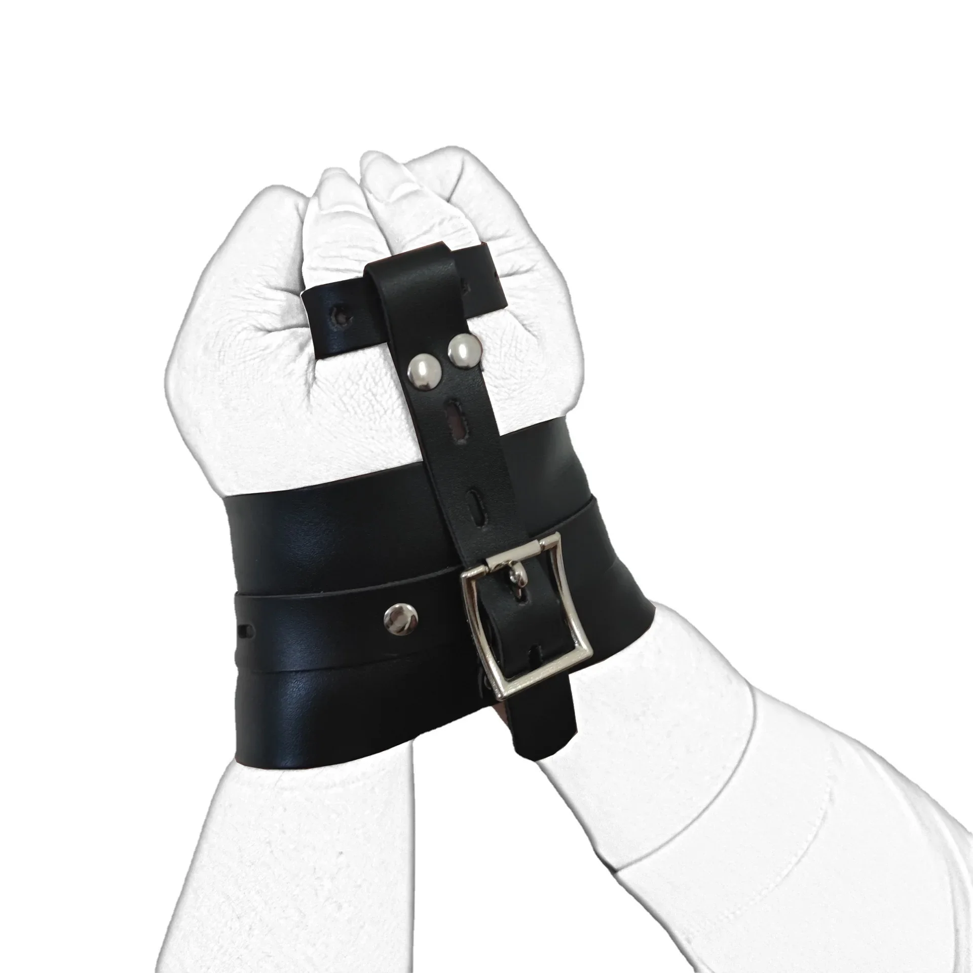 PU Leather Hand Wrist to Thumbs Cuffs Bondage Belts Cosplay Sexy Ankle Wrist Ad…