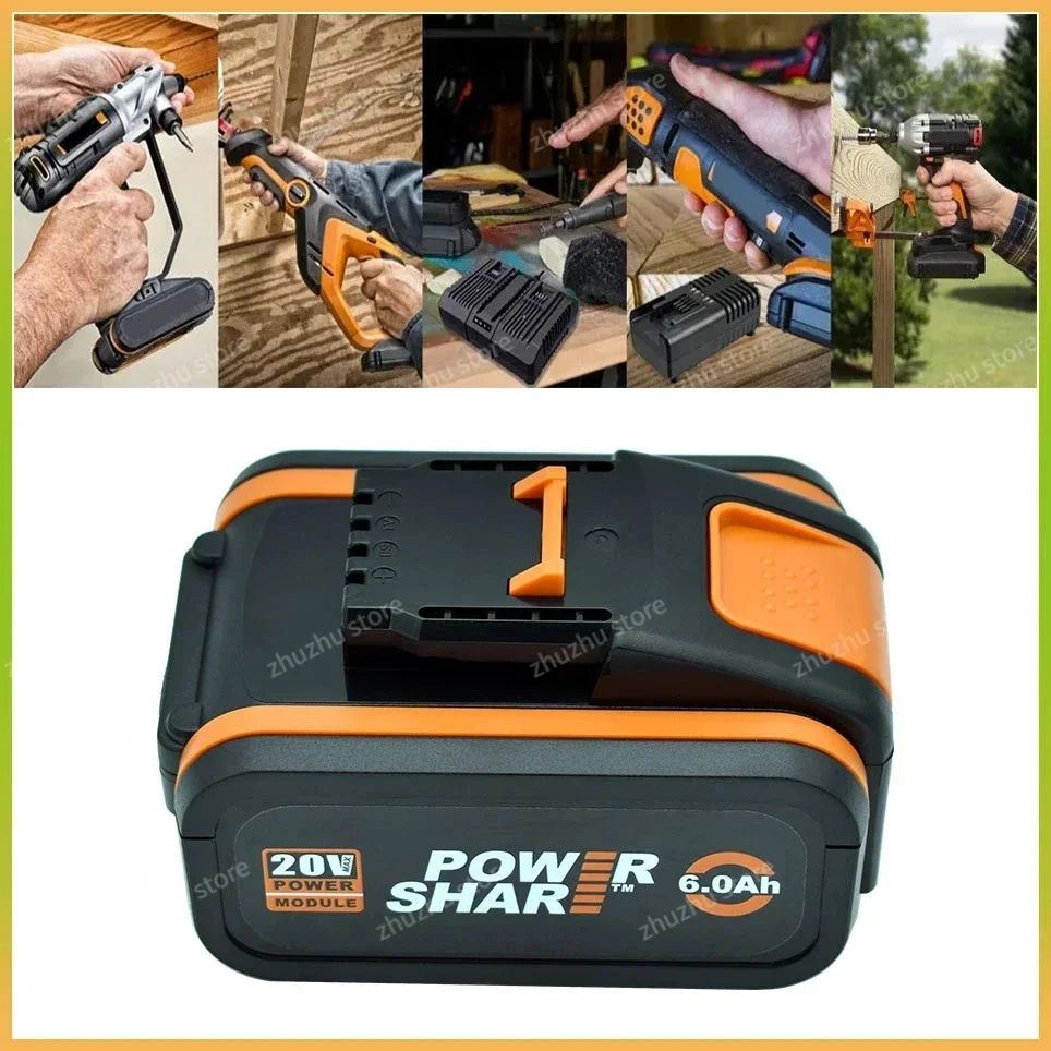 Original Worx 20V 6.0Ah Lithium battery Rechargeable WA3553 WA3553.1 WA3551 WA3570 for All WORX Electric and Garden Tools