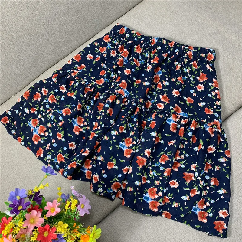 Boho Floral Print Flared Skirts korean style Womens Summer Pleated Mini Skirt   prairie chic princess skirts