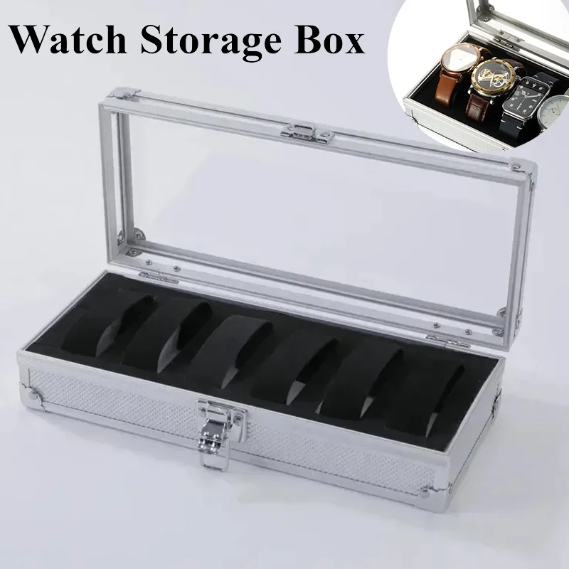 Luxury 6/12 Girds Premium Quality Watch Box Aluminum Alloy Produc Pattern Storage Clock Box Collection Display Gift Boxes