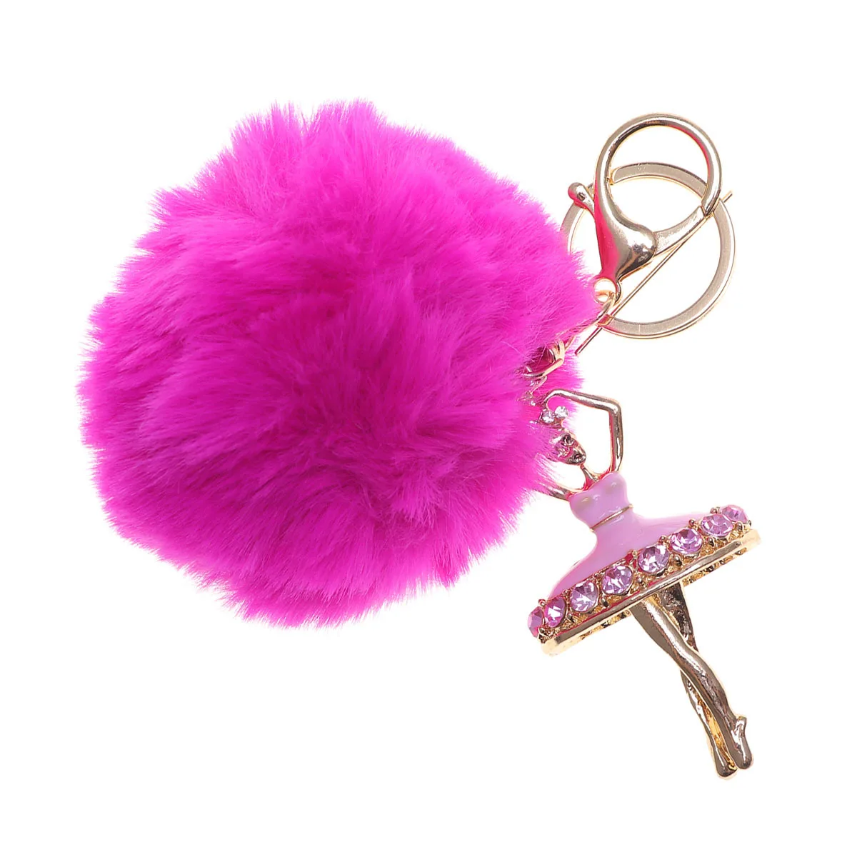 

Crystal Ballet Girl Keychain Rose Red Cute Ball Pendant Hanging Decoration Car Bag Luggage Phone Key Ring Charm Fashion
