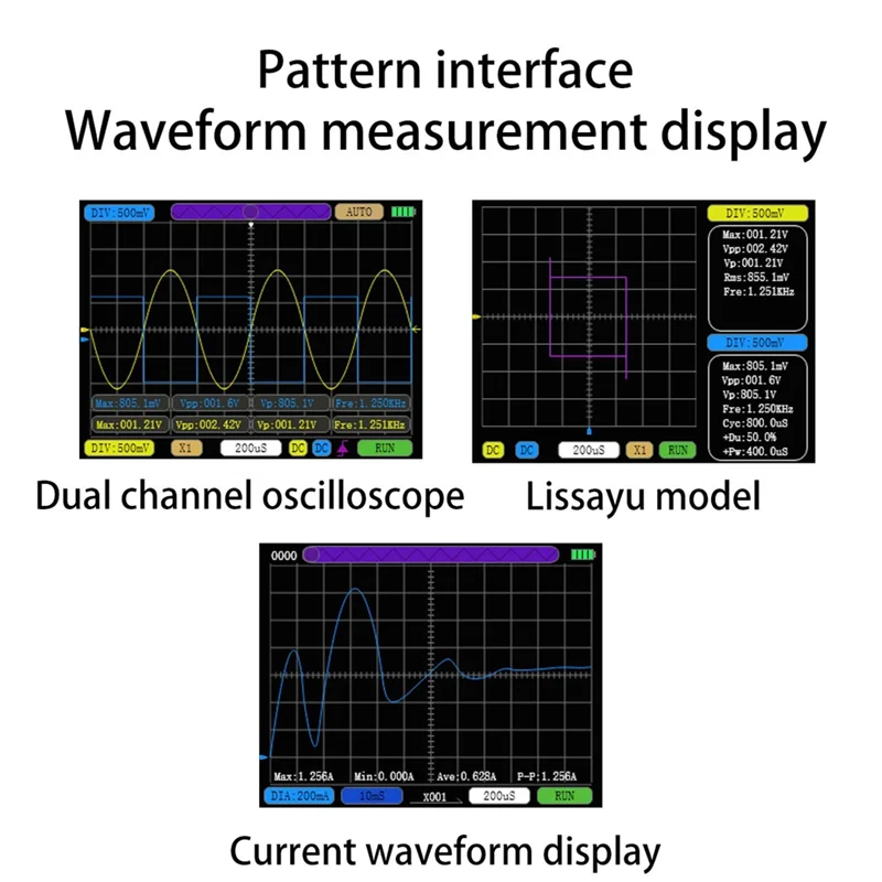 ABRW-Digital Oscilloscope Dual-Channel 50M Sampling Rate 10M Analogue Bandwidth 6A Current Waveform Measurement
