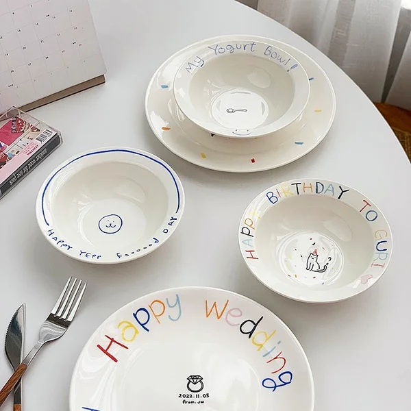 

Корейская чаша для дедта, высокое эстетическое значение, миска для фруктового салата для ресторана, чаша для льда, чаша Cerc с мультяшным узором