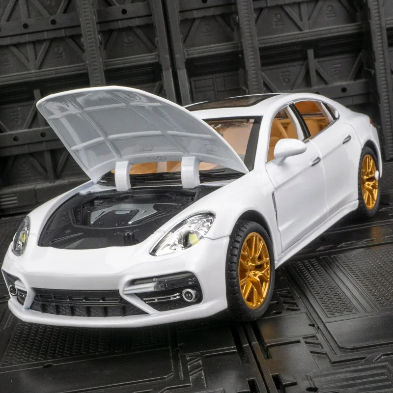 1:24 포르쉐 파나메라 스포츠카 모델 네 개의 문과 앞 보닛 및 트렁크 도어가 열릴 수 있으며, 풍부한 디테일과 정교한 제작