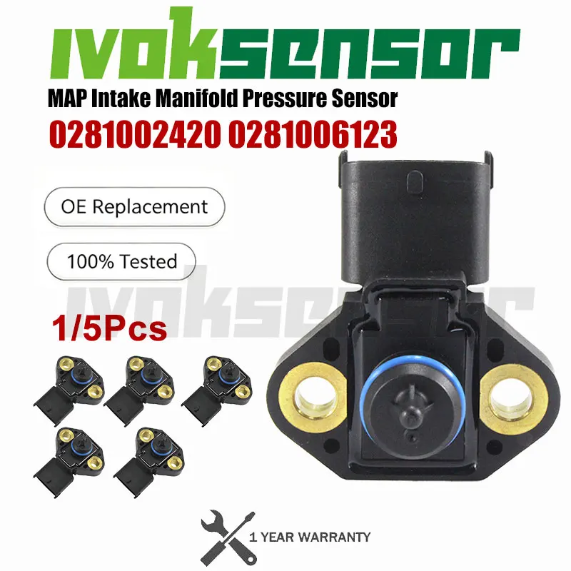 NEW 1/5PCS 0281002420 0281006123 MAP Intake Manifold Pressure Sensor 4890193 For I-veco New Holland V-olvo MAN DAF 281002420