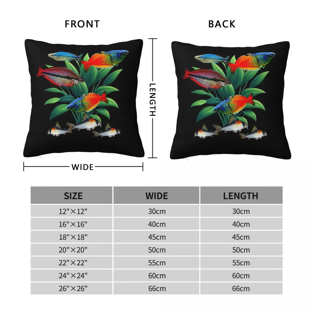 Rainbowfish Boesemani Corydoras Aquarium Square Pillowcase Polyester Linen Velvet Creative Zip Decorative Sofa Cushion Cover
