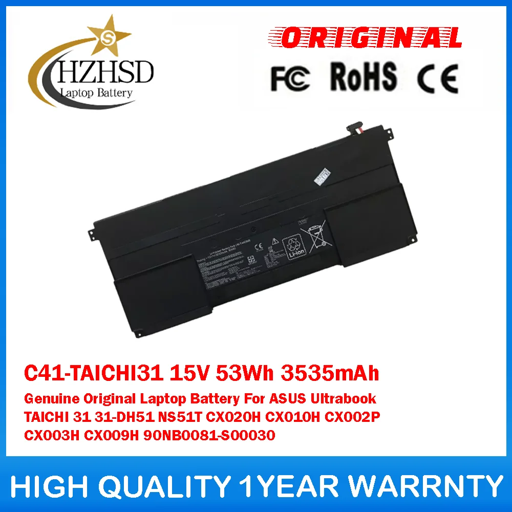 

C41-TAICHI31 15V 53Wh 3535mAh Genuine Original Laptop Battery For ASUS Ultrabook TAICHI 31 31-DH51 NS51T CX020H CX010H CX002P