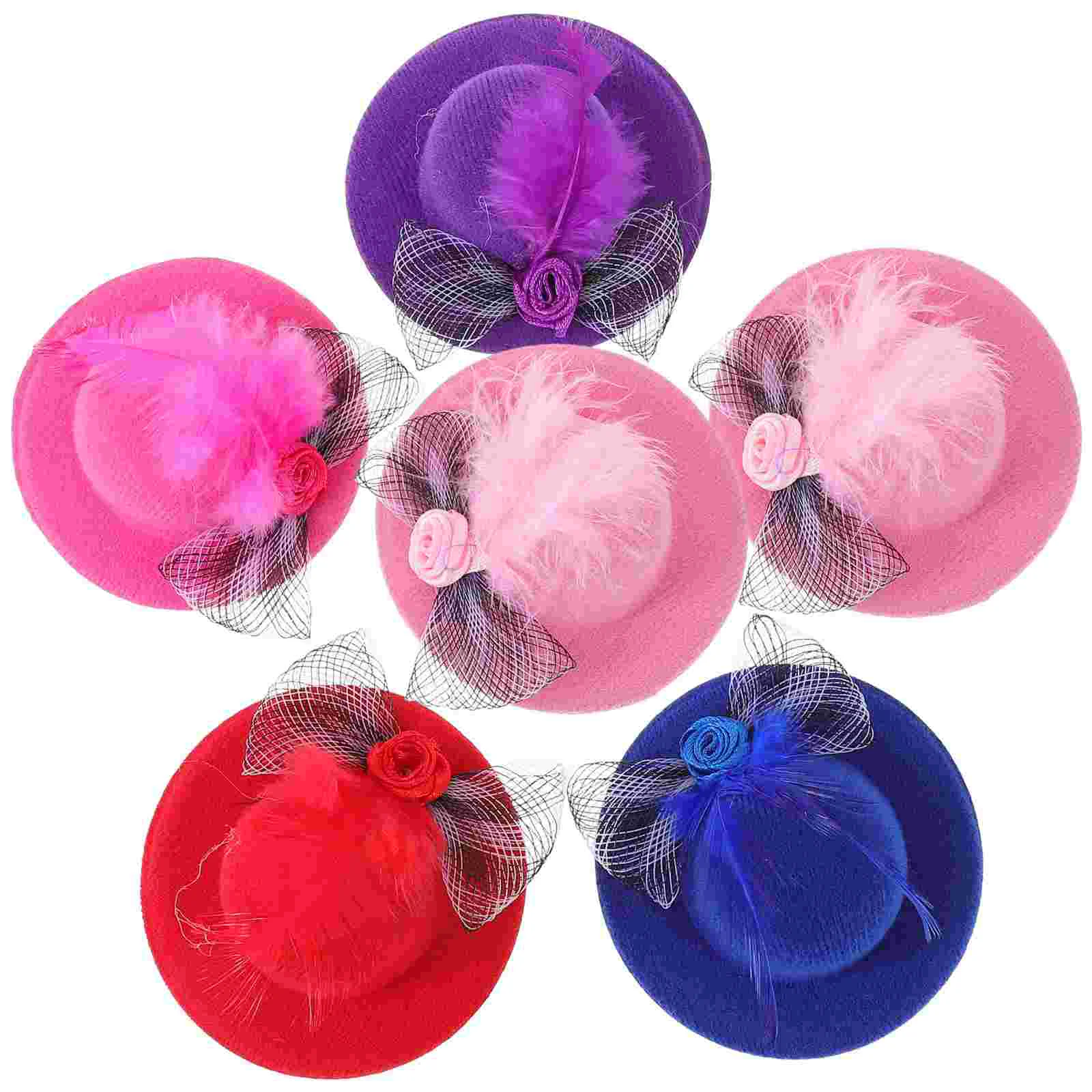 

6 Pcs Dress up Hat Fascinators for Women Tea Party Fedora Hats Tiny Dolls Mini House Small