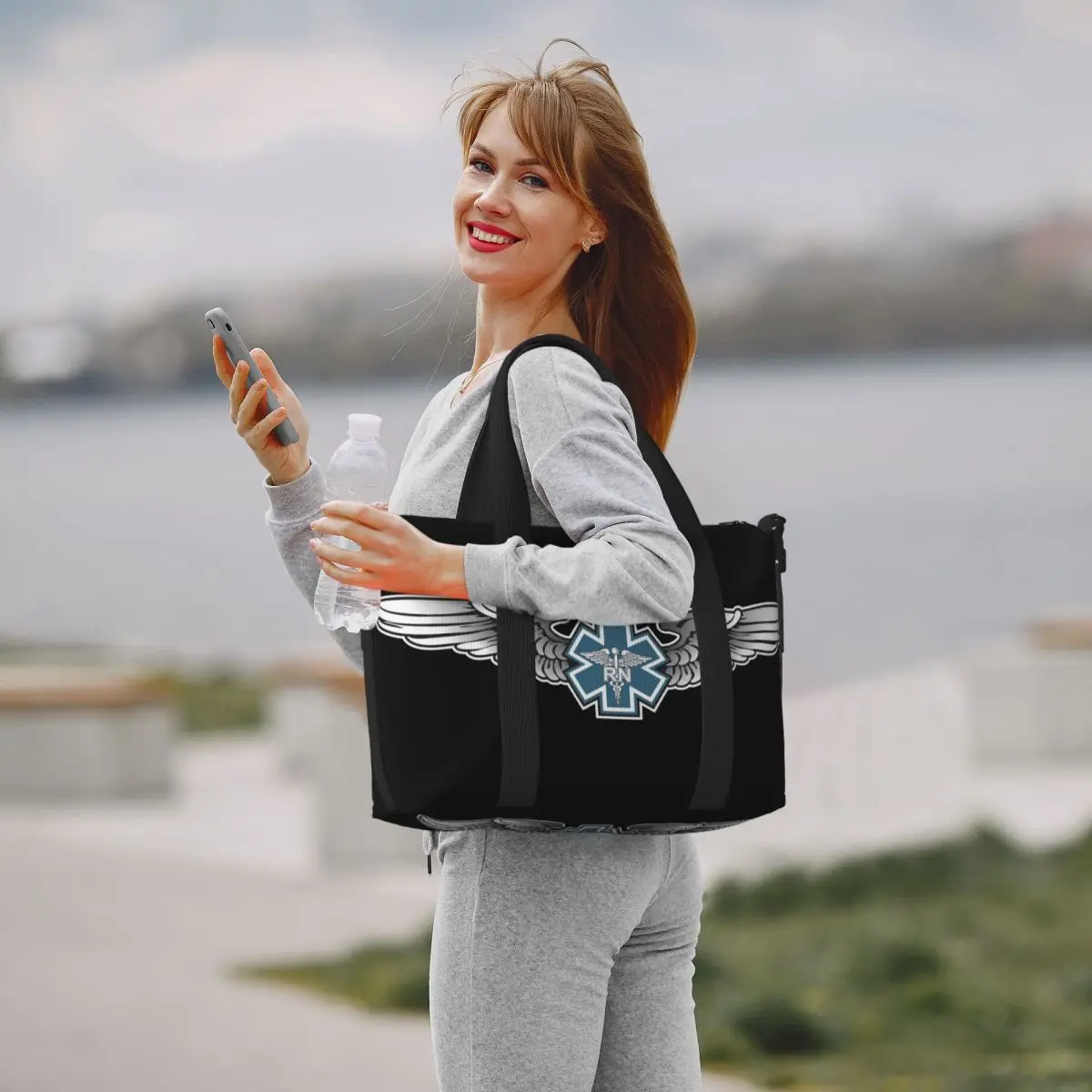 Borsa tote per la spesa con logo Star Of Life personalizzato Borse da viaggio per palestra da spiaggia EMT con emblema di grande capacità da donna