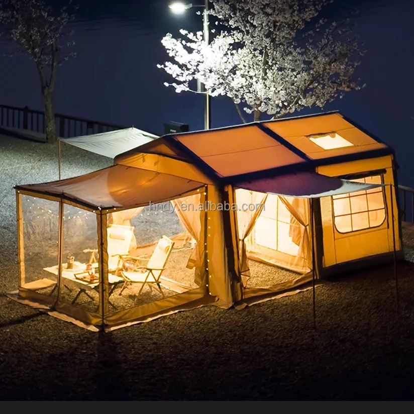 Inflatable Tent Two Rooms Partition Tent for Family Outdoor Camping Including 4 Sides TPU Doors