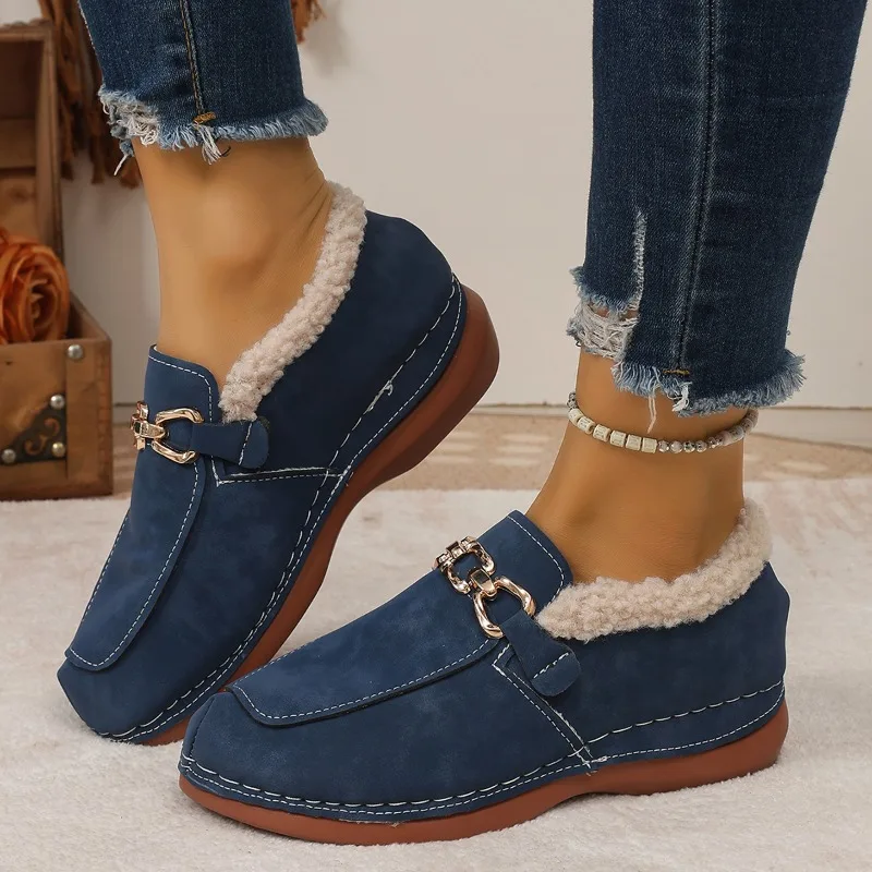 Women Winter Comfort Boots Fashion Plush Slip on Warm Female Cotton Shoes Women Casual Flat Soft Ankle Boots Zapatos De Mujer