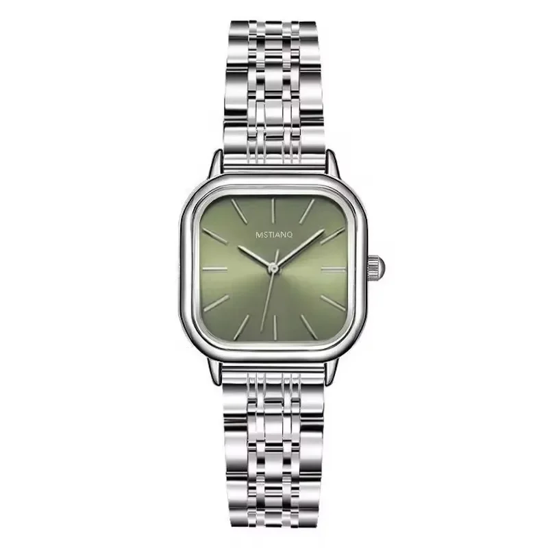 2024 Stainless Steel Watch Women\'s Ins Style Simple Student Quartz Watch Casual Fashion Versatile Luxury Small Square Wristwatch