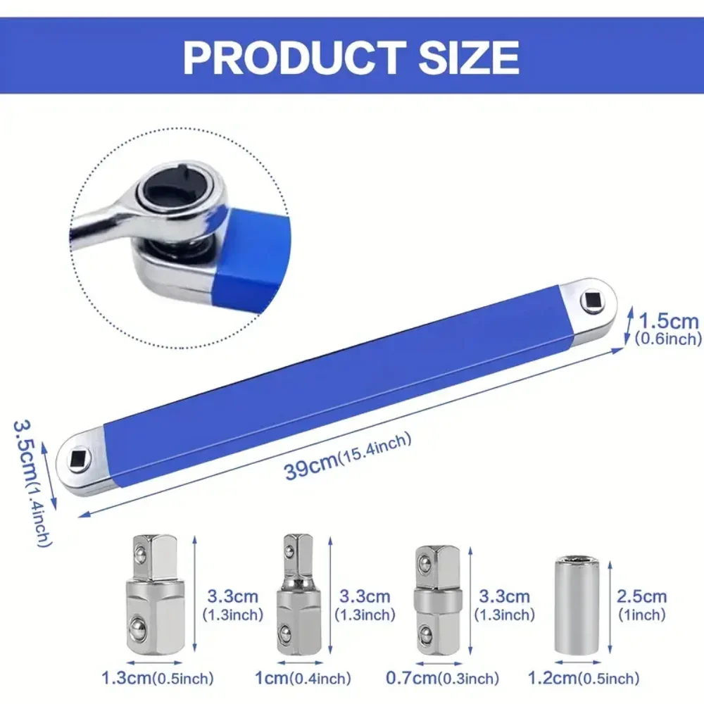 Llave de trinquete de extensión Offset, llave rotativa larga, llave de impacto grande, llave de tubo, espacios estrechos, herramientas profesionales