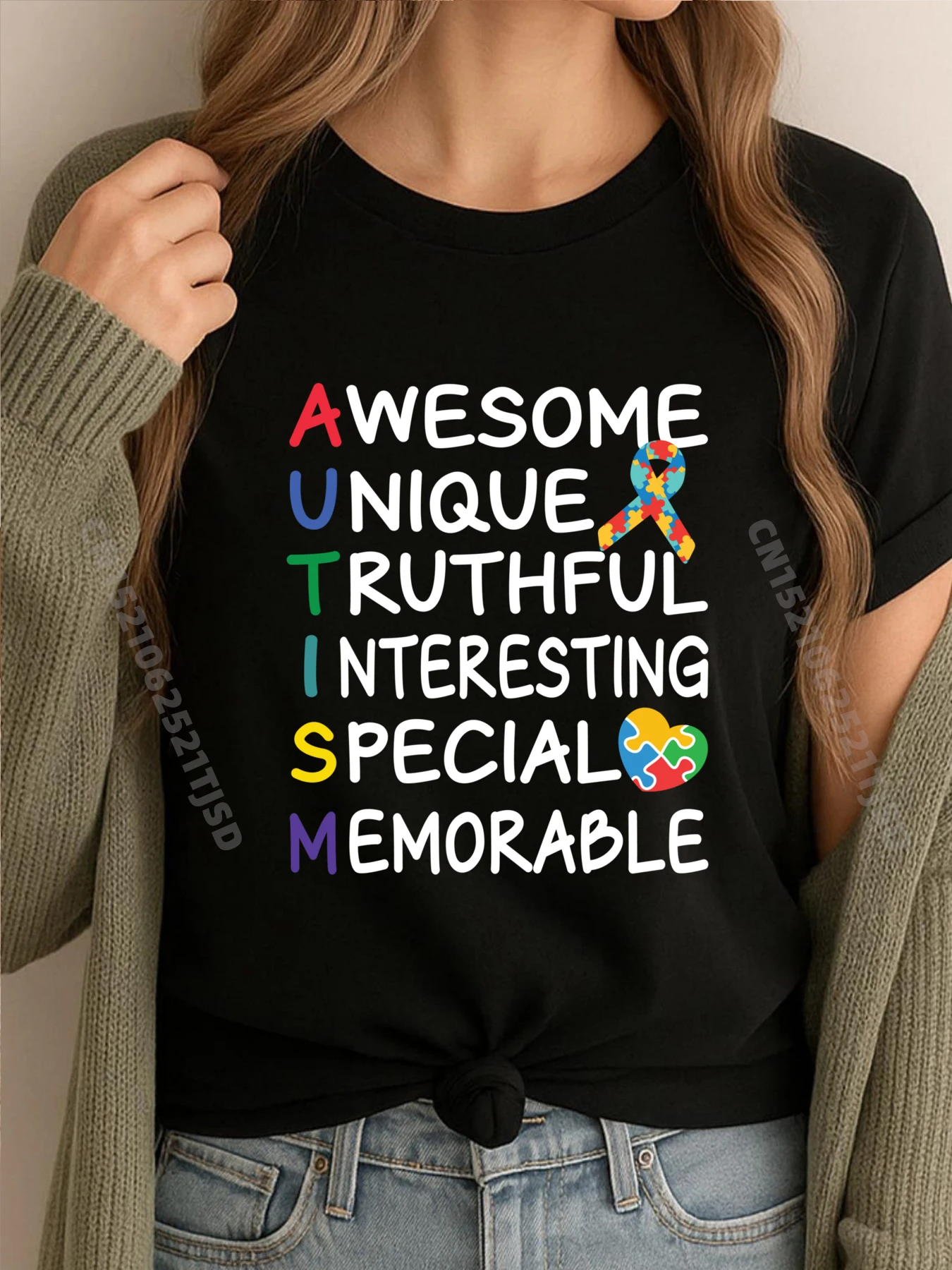 

Одежда на месяц осведомленности об аутизме, потрясающие футболки с рисунком осведомленности об аутизме, аниме, большой размер, креативные