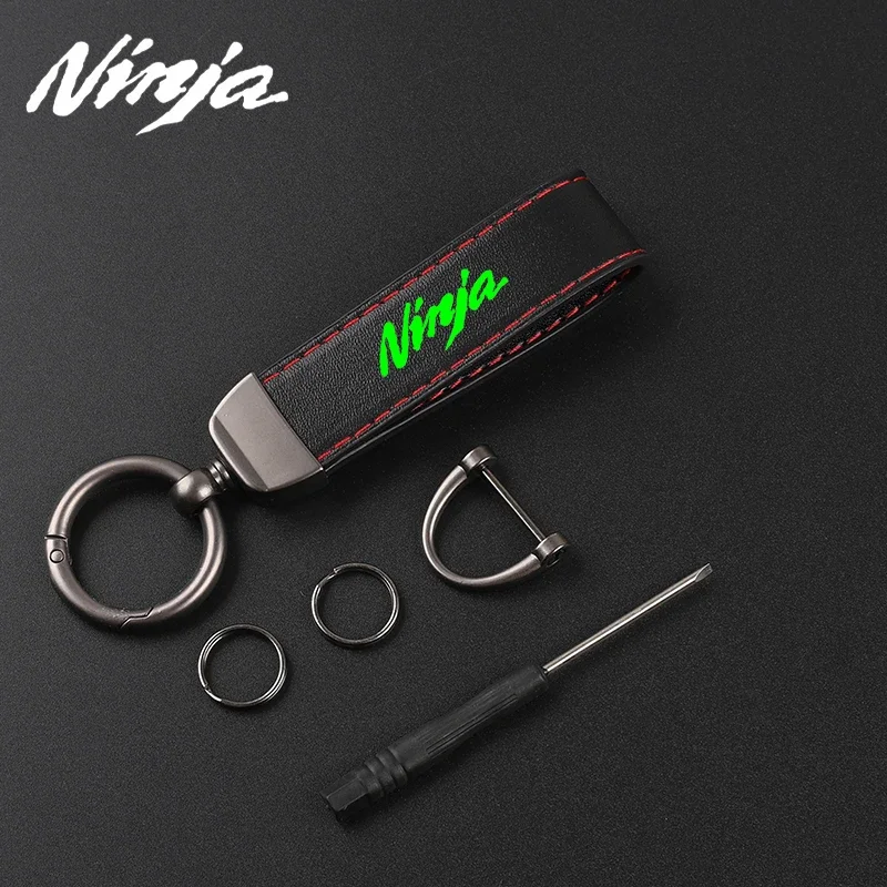 High-end leather motorcycle keychain horseshoe buckle jewelry For Kawasaki ninja400 ninja650 ninja 250 250r