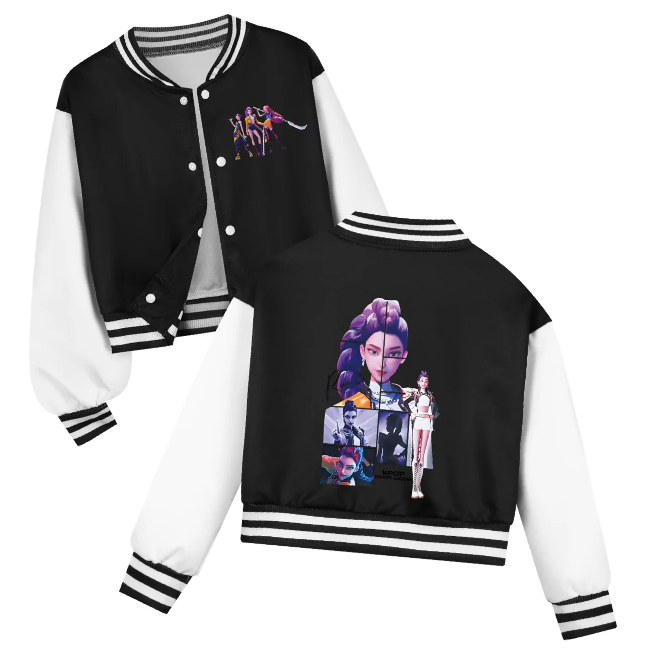 Hoodie Kasual Bayi Perempuan Musim Semi Musim Gugur Kostum Anak-anak Pakaian Huntrix Pemburu Setan KPop Anak-anak Seragam Bisbol Anak Laki-laki