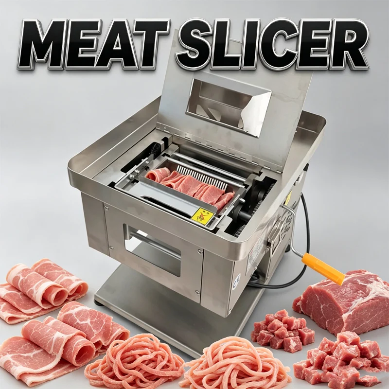 Electric Meat Slicer Dicer Shredder Stainless Steel For Canteen Food Processing Shop Automatic Meat Cutting Machine