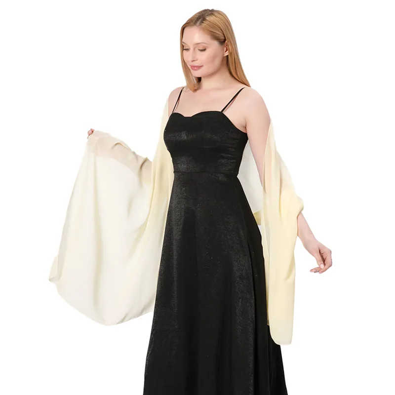 Châle en Mousseline de Soie Pure pour Femme, Robe de Soirée, Mariage, Capes, Écharpes, Serviette de Plage, Protection Solaire, Été