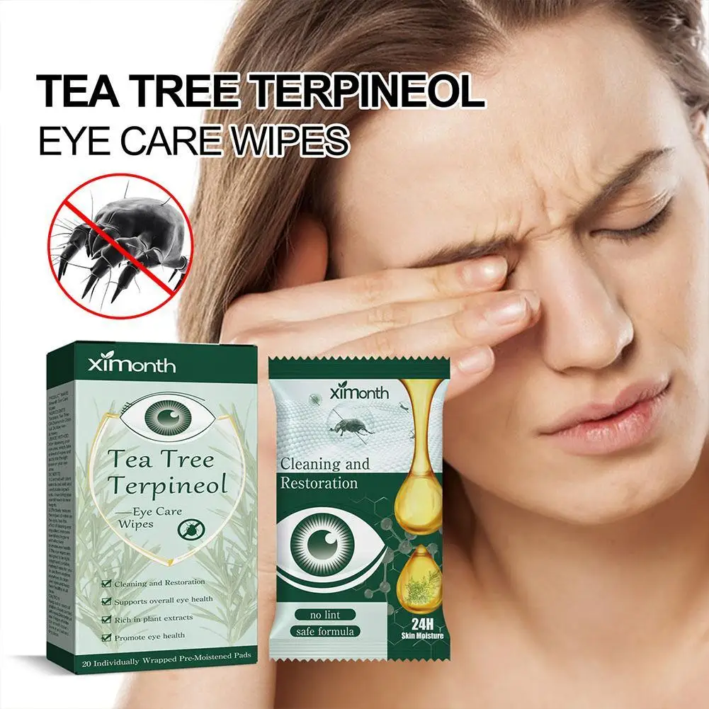 20Pcs Eyelid Cleansing Wipes Mite Removal Wet Wipes Natural Eyelash Makeup Remover For Blepharitis Itchy Stye Eyes