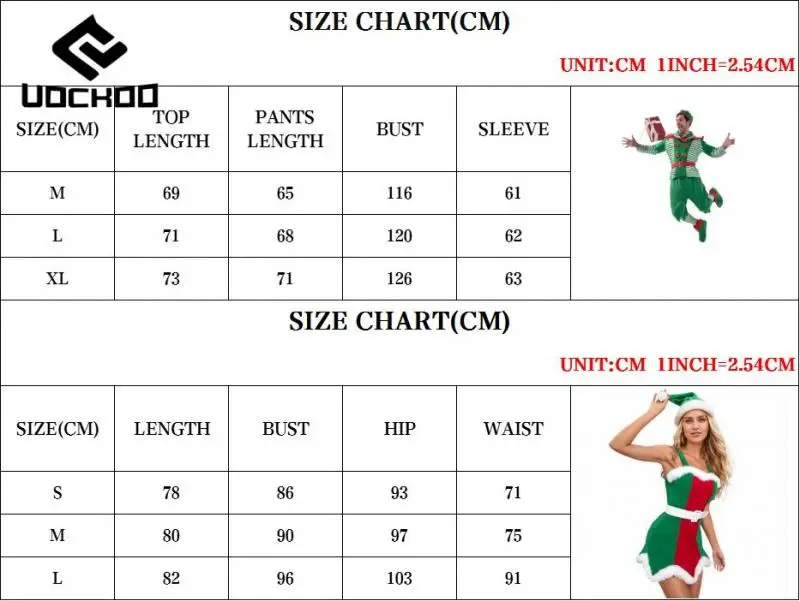 Christmas Santa Claus Green Elf Costume Suits Adult Xmas Party Outfits Women Sleeveless Dress Men Dress Up Couple Set