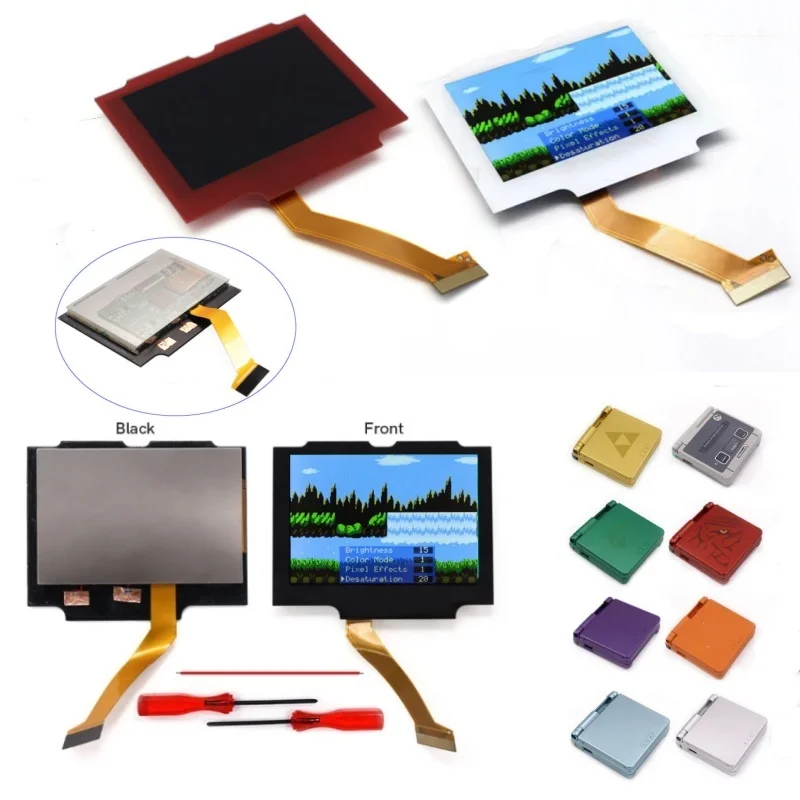 V5 3.0 pouces HD GBA SP IPS goutte dans les Kits LCD pré-plaqué écran pour Gameboy Advance SP noir/rouge/blanc lentille boîtier coque