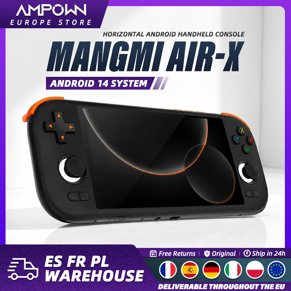 Consola de Juegos Portátil Android MANGMI AIRX, Reproductor de Juegos Retro, Pantalla Táctil IPS FHD de 5.5 Pulgadas, Snapdragon 662, 4 GB de RAM, 64 GB eMMC, 5000 mAh, WiFi5, BT5.0, Joystick RGB, Gatillo Hall, Giroscopio, Refrigeración Activa, Modo Streaming TV, Reproductor de Video MP4, Emulador de Libros Electrónicos, Regalo Portátil para Niños