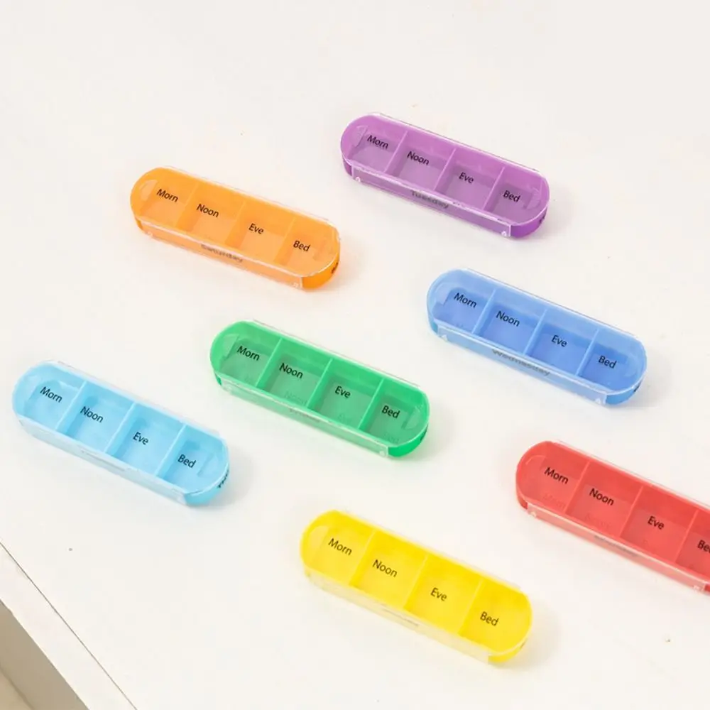 PU Carrying Case Weekly Pill Organizer Box Drug Container Reusable 28-Grid Vitamin Storage Week Mark Dust-proof Daily Pill Box