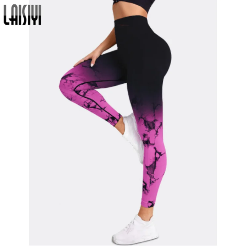 High Waist Push Up LAISIYI Gradient Gym Pants Woman Tights Sexy Fitness Workout Legging Sports Clothing Women Seamless Leggings