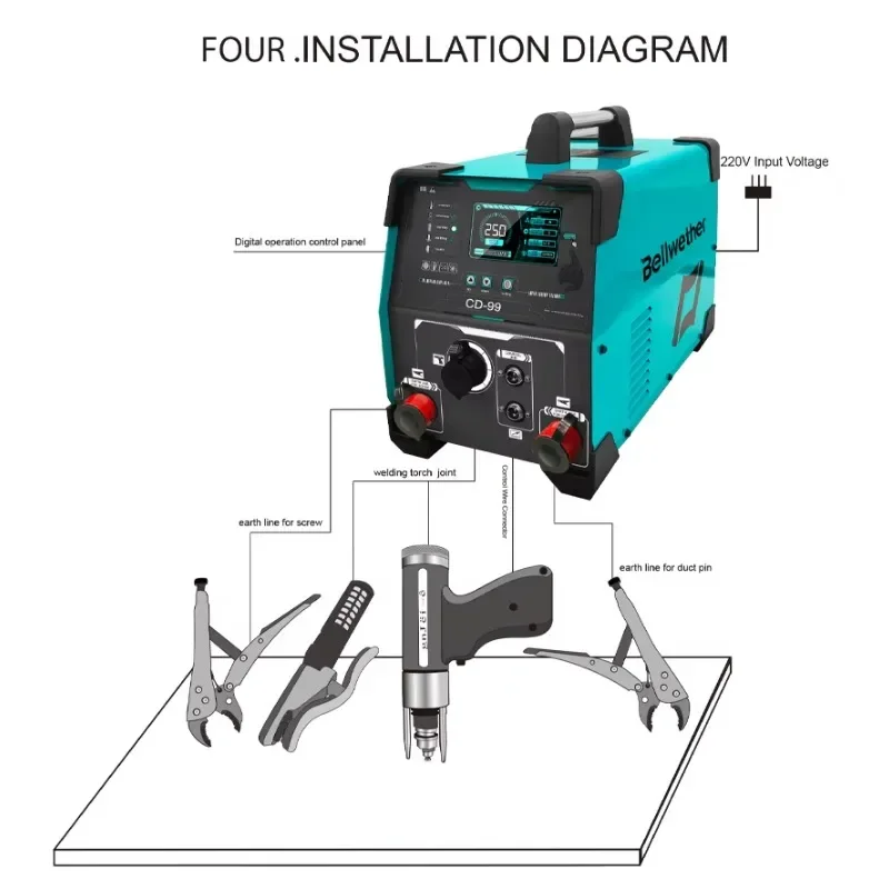 Marine Insulation Pin Welding Machine Duct Pin Welder CD-99 Capacitor Discharge Inverter Stud Welding Machine
