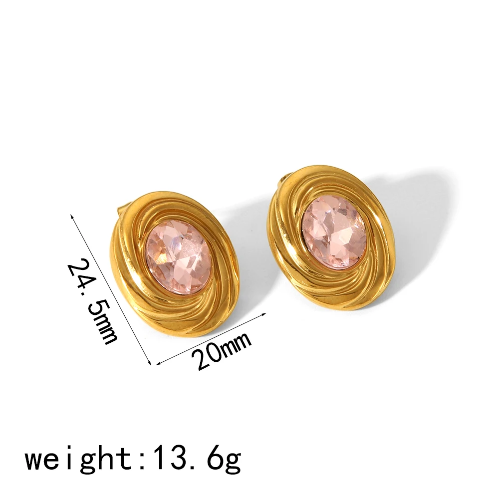 Edelstahl-Ohrringe mit Temperament, hochwertige ovale Ohrringe, Nischen-Needle-Ohrringe, Statement-Schmuck mit Textur für Partys – Detail 4