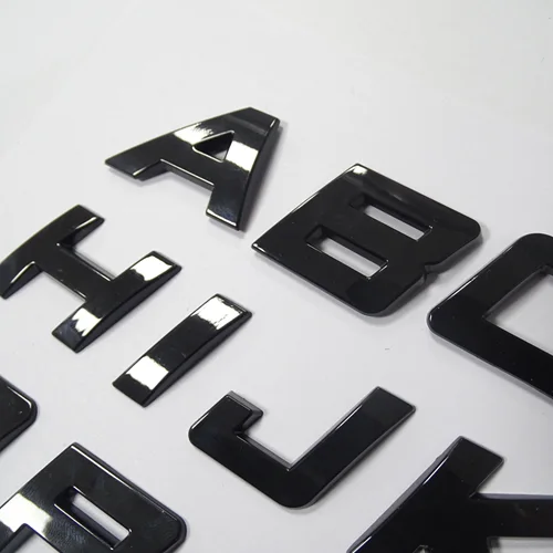 Imagen 2 del producto Negro brillante 3D 2,5 cm de alto letras cursivas números alfabeto autoadhesivo haz tus propios nombres de logotipo emblema automático insignia pegatinas de coche