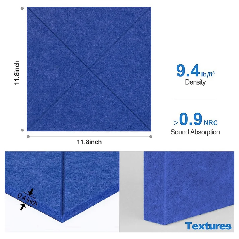 12 Pack X-Lined Acoustic Panels with Self-Adhesive,12x12x0.4In Sound Proof Foam Panels,Decorative Soundproof Wall Panels