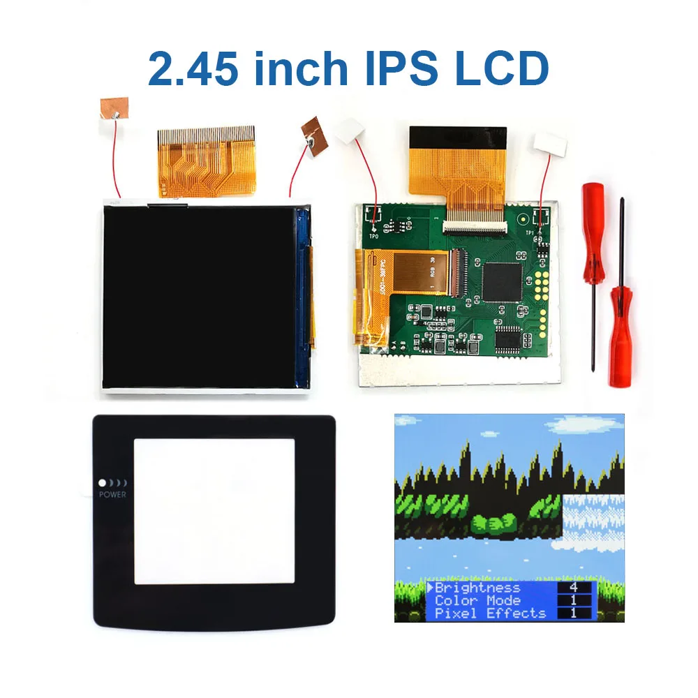 HISPEEDIDO Ekran IPS 2.45' do Gameboy Color GBC, zestaw LCD z podświetleniem, łatwa instalacja bez lutowania, efekt pikseli OSD — zdjęcie produktu 2
