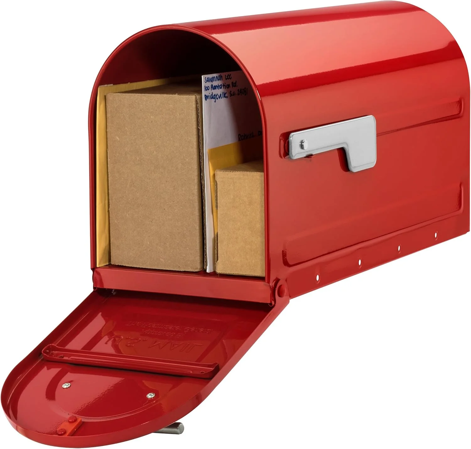 Red Retro Metal Outdoor Mailbox Official Style Half Round Wall Mounted Metal Security Apartment Outdoor Mailbox 20.7
