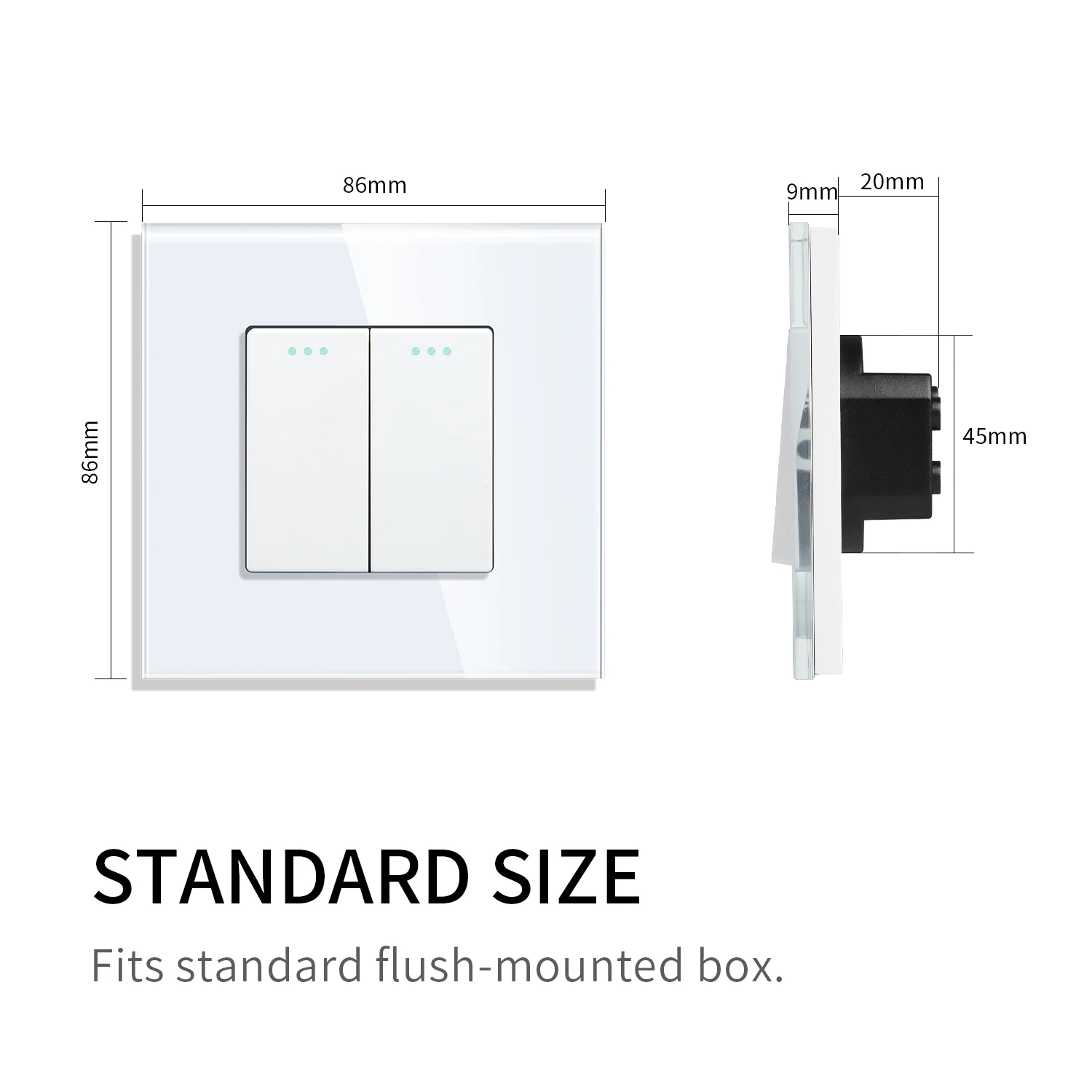 Light Switch LED Indicator white Crystal Glass Panel 1/2/3Gang Wall Push Button switch EU Socket With Switch 250V
