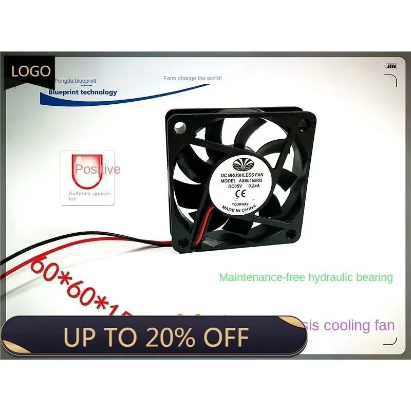 pa  Mute As6015m05 6015 6cm 60*60 * 15MM 5V Hydro Bearing Cooling Fan