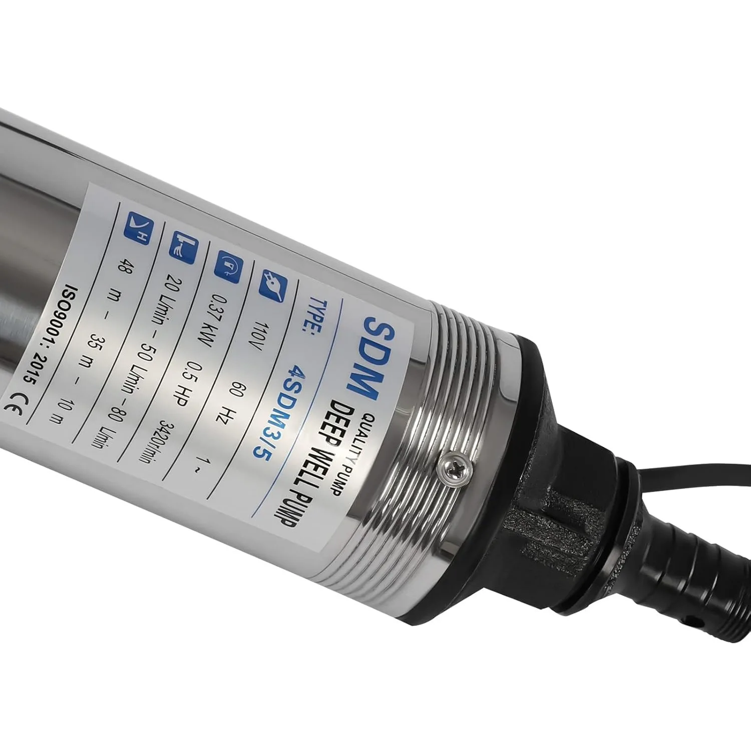 مضخة غاطسة بئر عميق تيار مستمر 12 فولت 180 وات مضخة مياه كهربائية تعمل بالطاقة الشمسية، تدفق 5.3 جالون في الدقيقة، رفع 82 قدم، ري مزرعة المزرعة #5