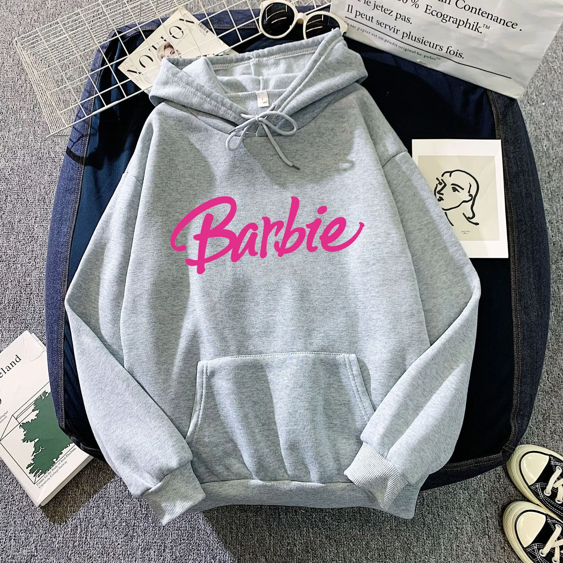 Barbie Dikke Fleece Hoodie Herfst En Winter Stijl Ins Losse Jas Anime Kawaii Sweatshirt Voor Dames Kleding Verjaardagscadeaus