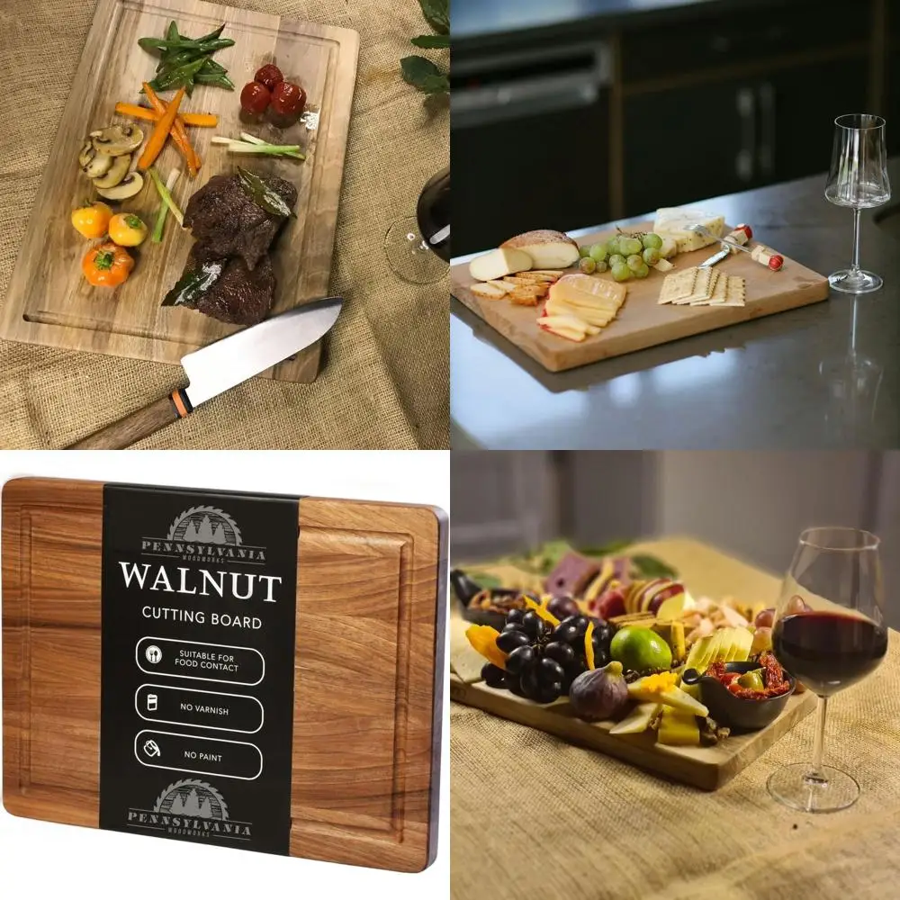 

17 Premium US Walnut Wood Cutting Board with Juice Groove, 14 x 17