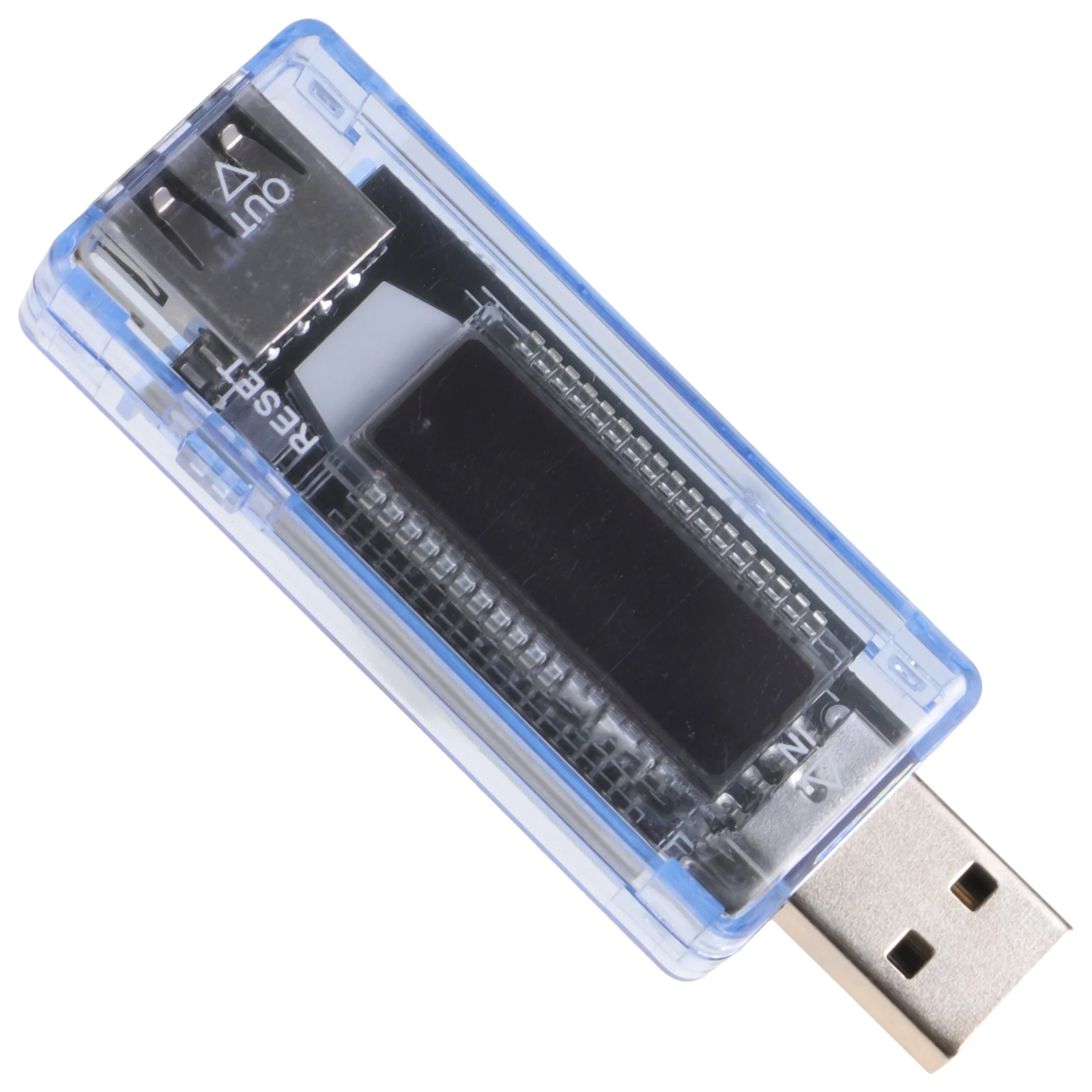 

USB Voltage Meter Dual LCD Display Tester USB C Power Meter Volt Amp Electric Tool Repair Kit Transparent Blue Car