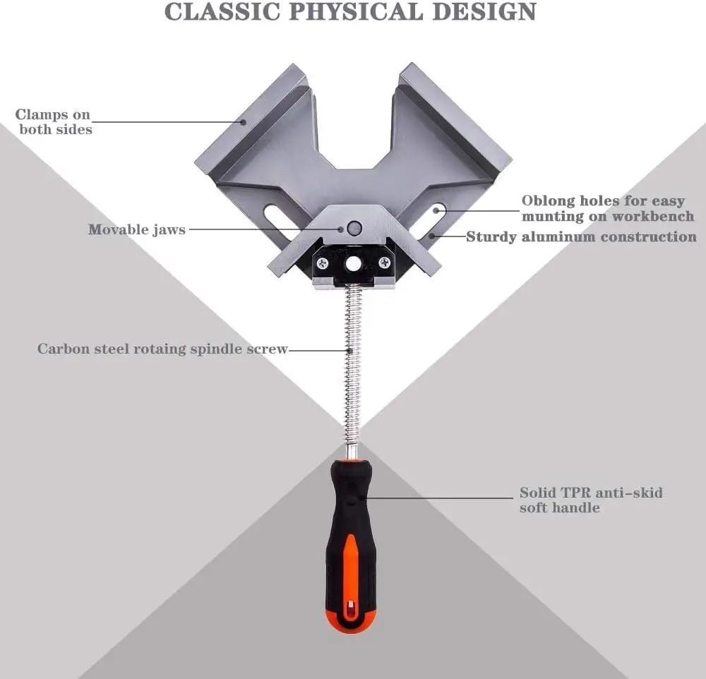 90 Degree Right Angle Clip Clamp Single Handle Aluminum Alloy Corner Clamp Woodworking Picture Frame Clip Right Angle Folder