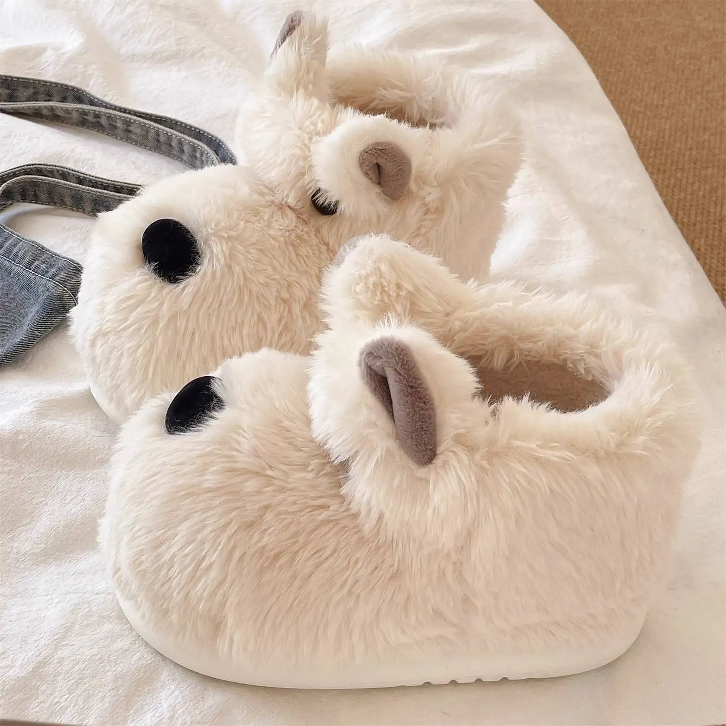 

Unisex Cute Puppy Home Slippers Closed Heel High Top 2025 Winter Dog Design Warm Non Slip Indoor Household Snow Boots