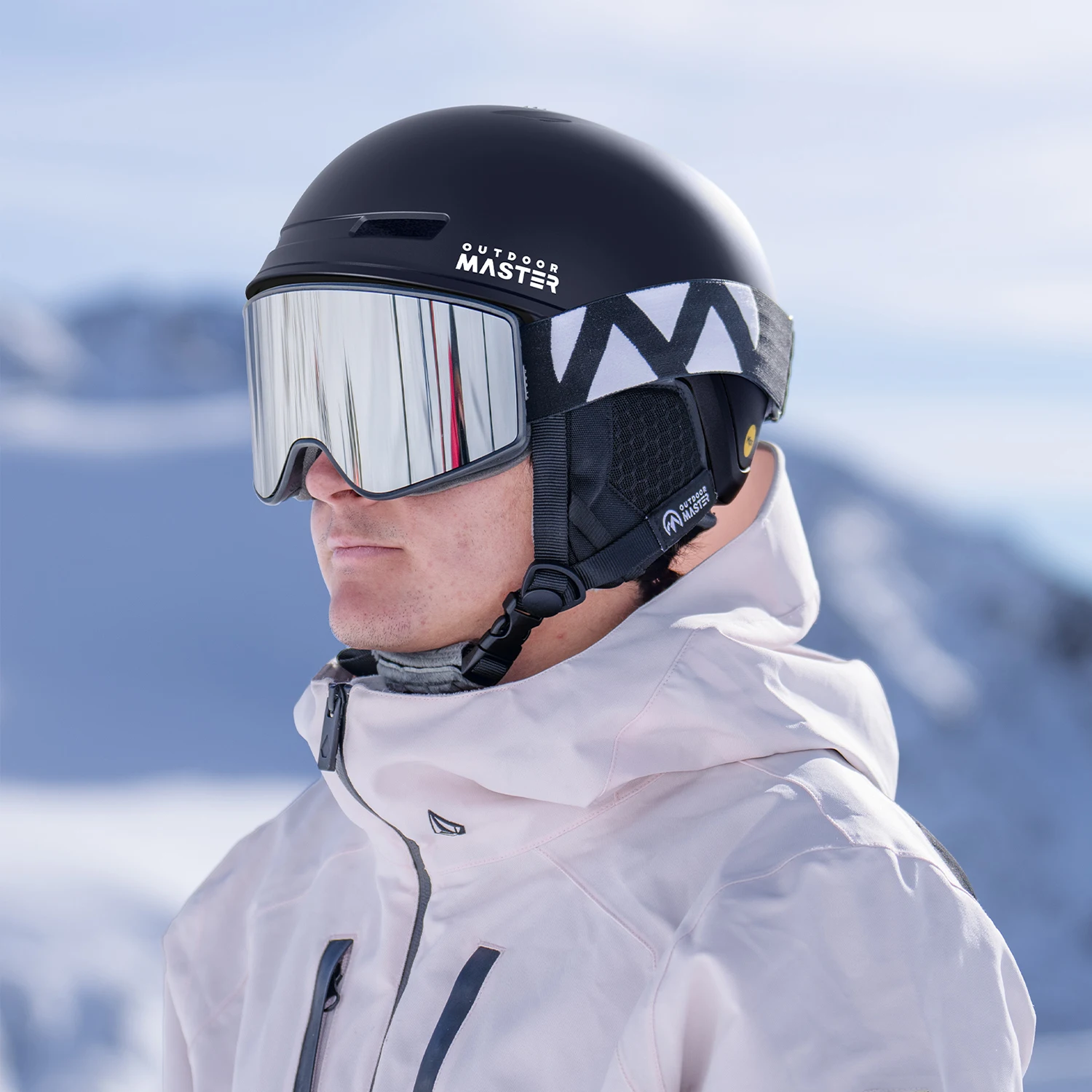 Capacete de esqui OutdoorMaster MIPS, capacete de snowboard para homens, mulheres e jovens, capacete de neve com 8 aberturas ajustáveis, escudo de