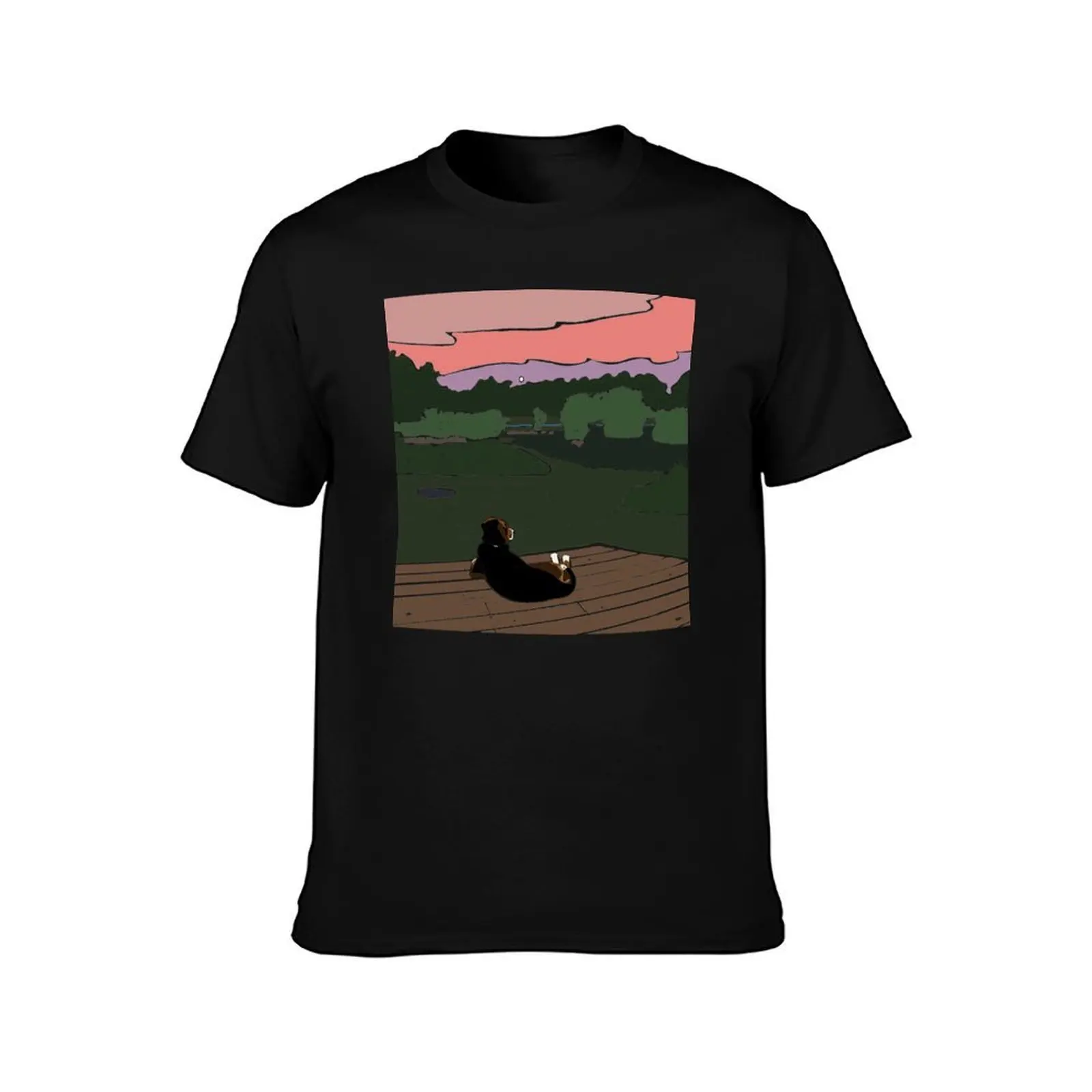 Just a Dog Watching the Sunset T-Shirt Plus Size Summer Casual T-Shirt